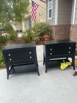 2 Matching End Table Nightstands Black