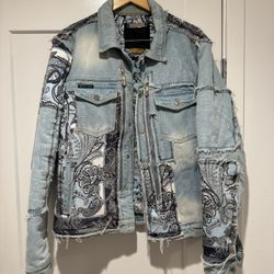 Philipp Plein Men’s Denim Jacket - Paisley Bandana Print