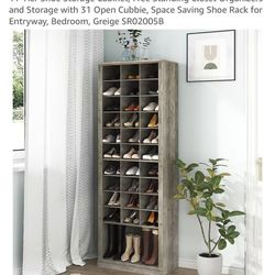 Shoe Storage Cabinet 11-Tier, Free Standing Closet Organizers and Storage with 31 Open Cubbie, Space Saving Shoe Rack for Entryway, Bedroom, Greige SR
