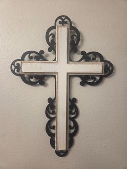 Rustic Carved Cross & Decorative Hook