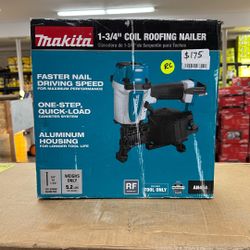 Malita Pneumatic 1-3/4 in. 15 Degree Coil Corded Roofing Nailer