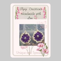Purple HM Earrings Pearl 