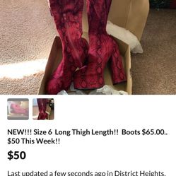 NEW !! Boots Size 6 Long (Thigh length) $50 👉🏽 $45 this Week!!