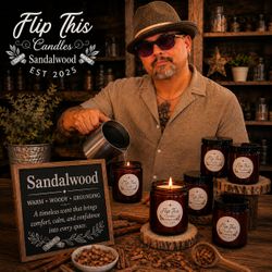 8oz Sandalwood Scented Soy Blend Candle in Amber Glass Jar with Lid | Hand Poured | 237ml
Hand-poured 8oz sandalwood scented candle in a premium amber
