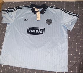 Adidas x Oasis Tour Jacquard Jersey Shirt Light Blue Live 25 Size: X-Large