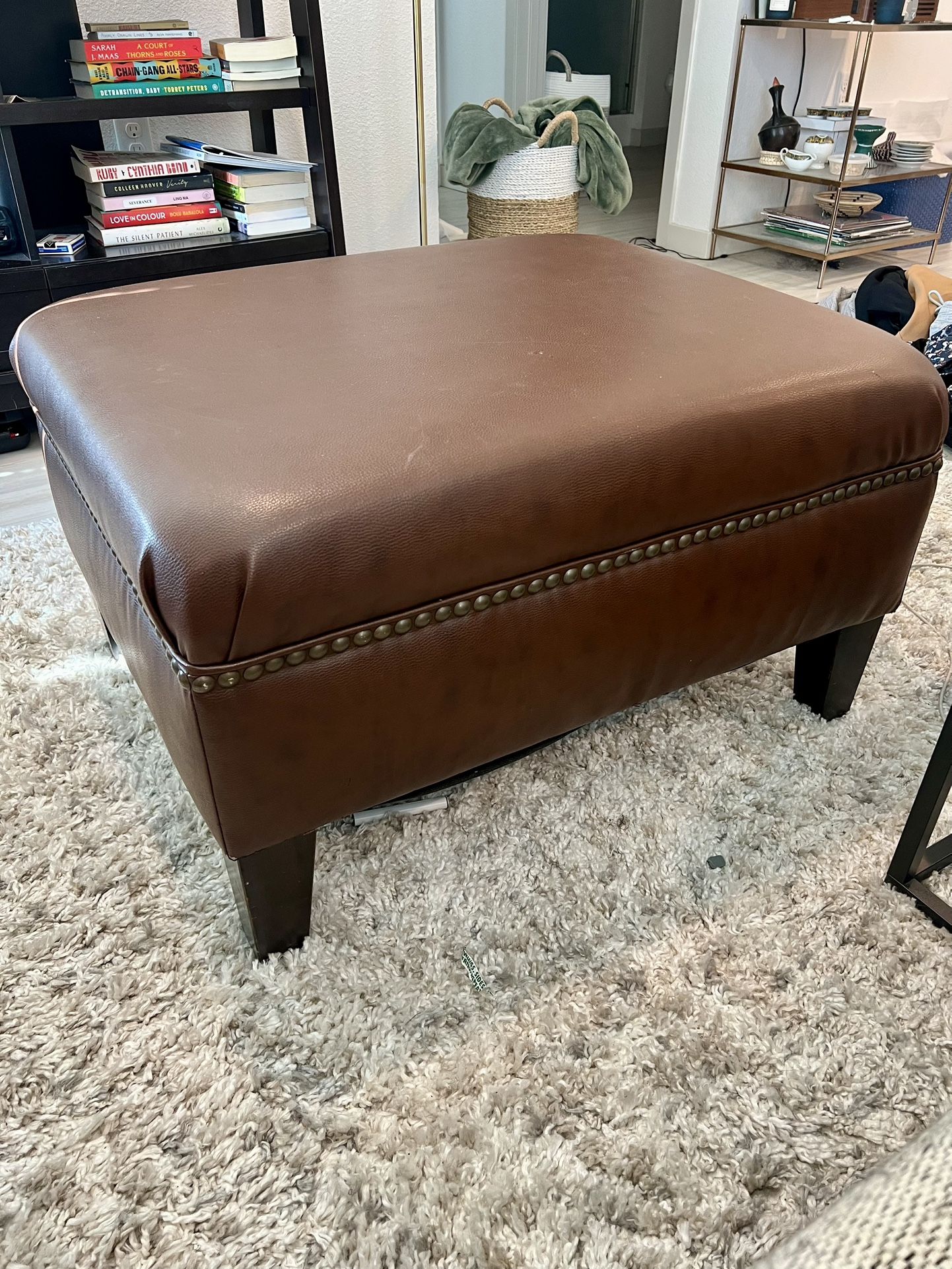 Brown Leather Ottoman