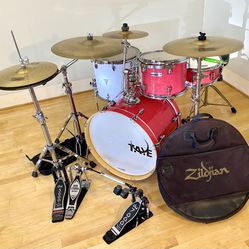 Taye ProX Pink Lacquer Complete Drum Set 22 12 14” OCDP 16” Floor DW5000 2 leg hihat & DW double pedal Meinl Zildjian Avedis Cymbals Pdp Throne $1000 