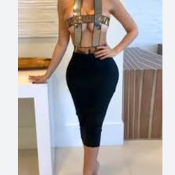 Gold And Sexy Black Dress 