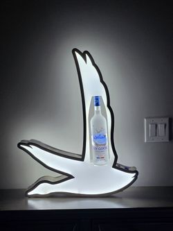Grey Goose white LED wireless bottle display. Mancave or home bar