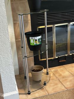 3-Tier Glass and Chrome Shelving Unit