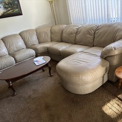 6-7 Seater Tan Used Leather Couch
