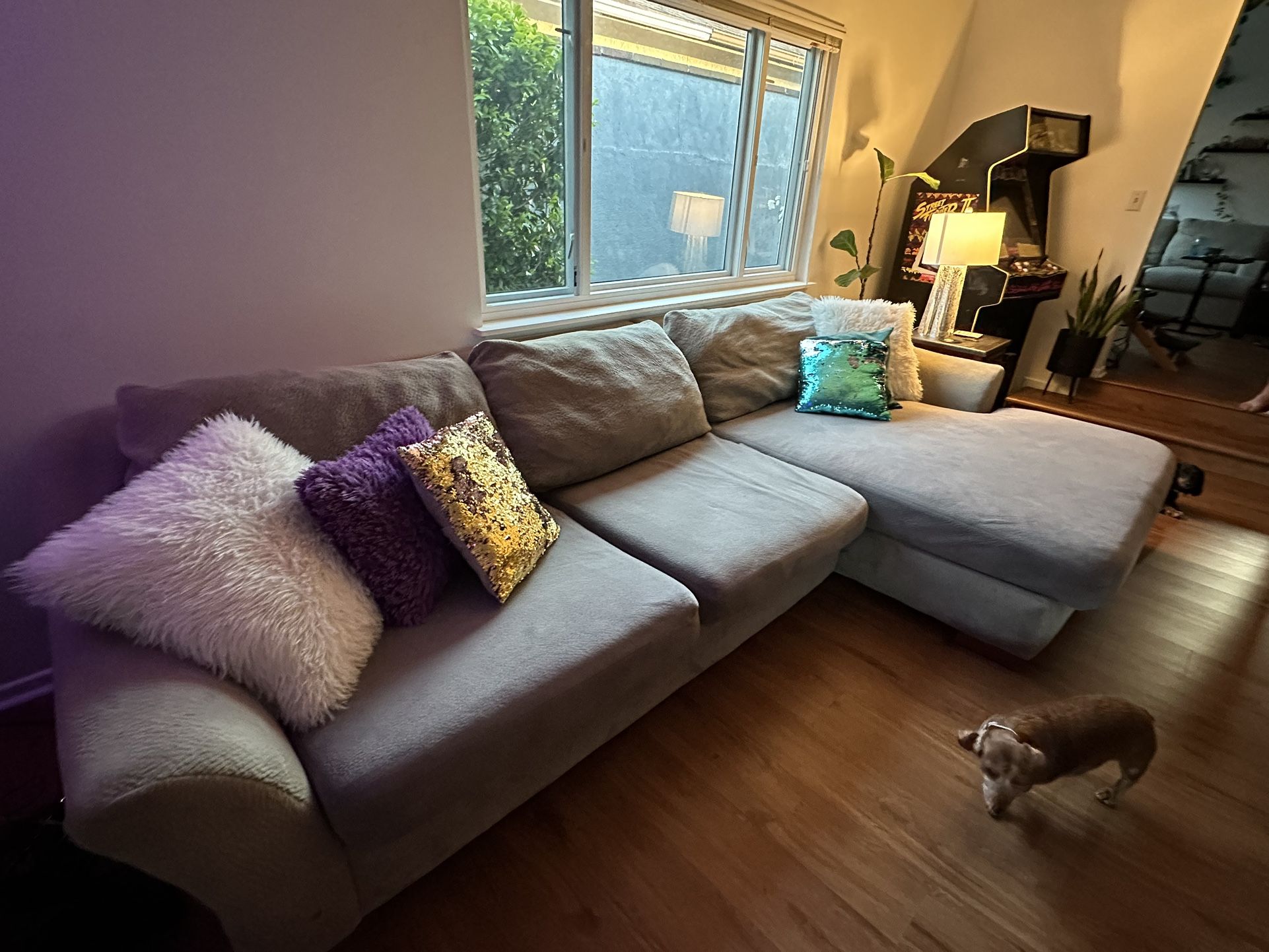 Huge Waterproof Sectional Couch with Chaise (Grey)