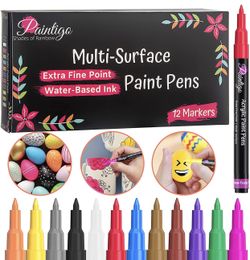 Acrylic Paint (Pack of 12), Water-Based, Permanent & Waterproof Ink