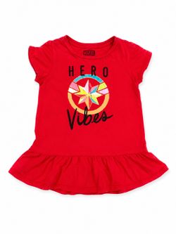 Marvel Red Ruffle Hem Tank Top with Star Graphic (6T)