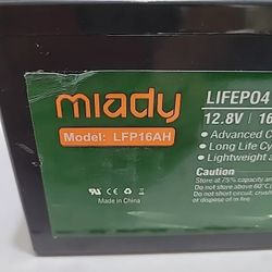 Miady 12V 20Ah LiFePO4 Deep Cycle Battery | 2000 Cycles | Rechargeable | LFP16AH | 12 V | 20 Ah