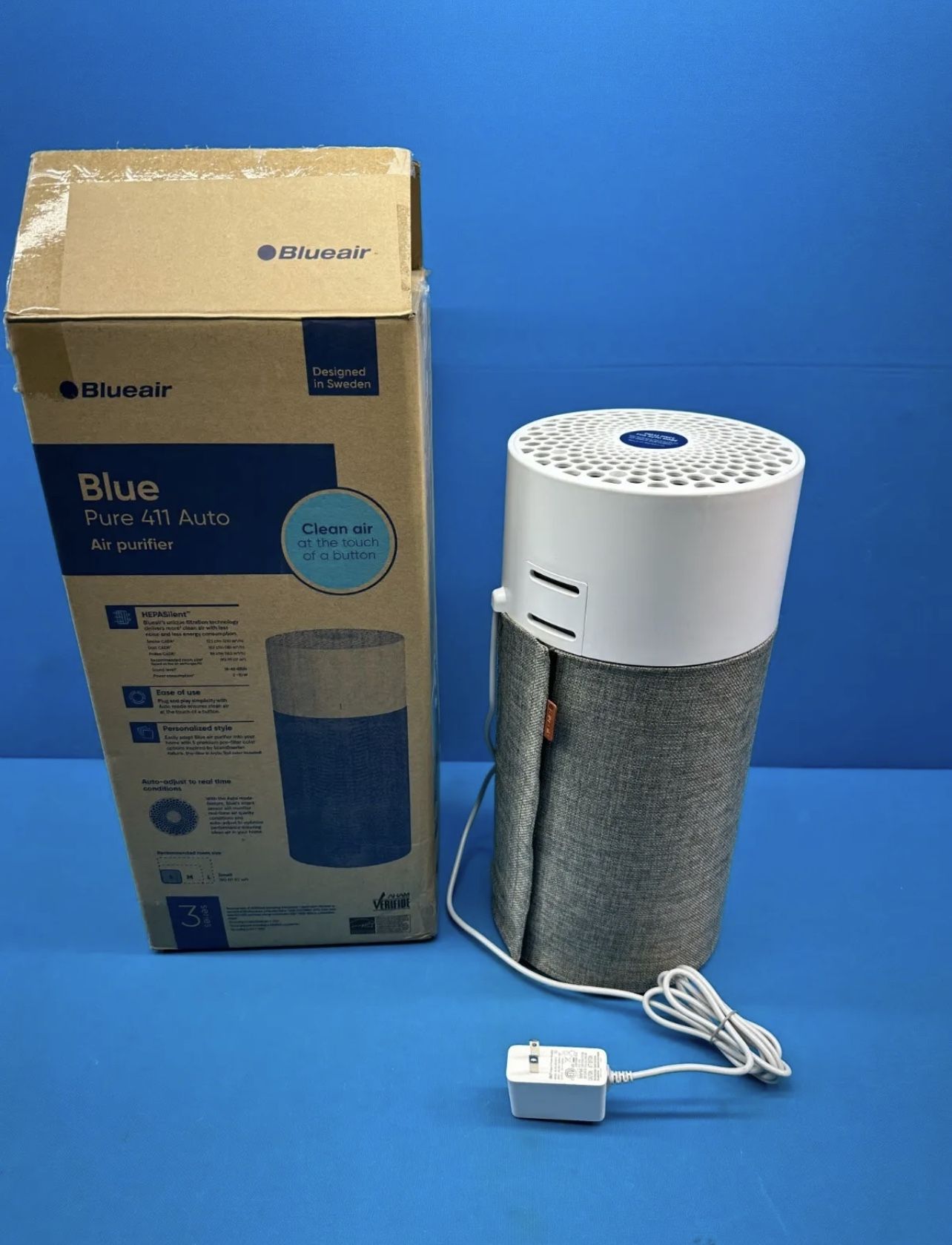 Blueair 3-Series Blue Pure 411 190Ft Auto HEPASilent Air Purifier (contact info removed)000 New & Unused