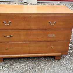 Vintage 6 Drawer Midcentury Wood Dresser