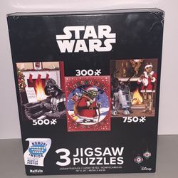 Star Wars 3 Jigsaw Puzzles 300 500 750 Piece Holiday Puzzles Christmas w/ Poster