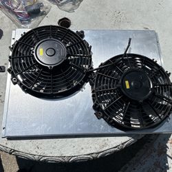 Dual Electric Radiator Fan Set Up. Vintage Hot Rod 