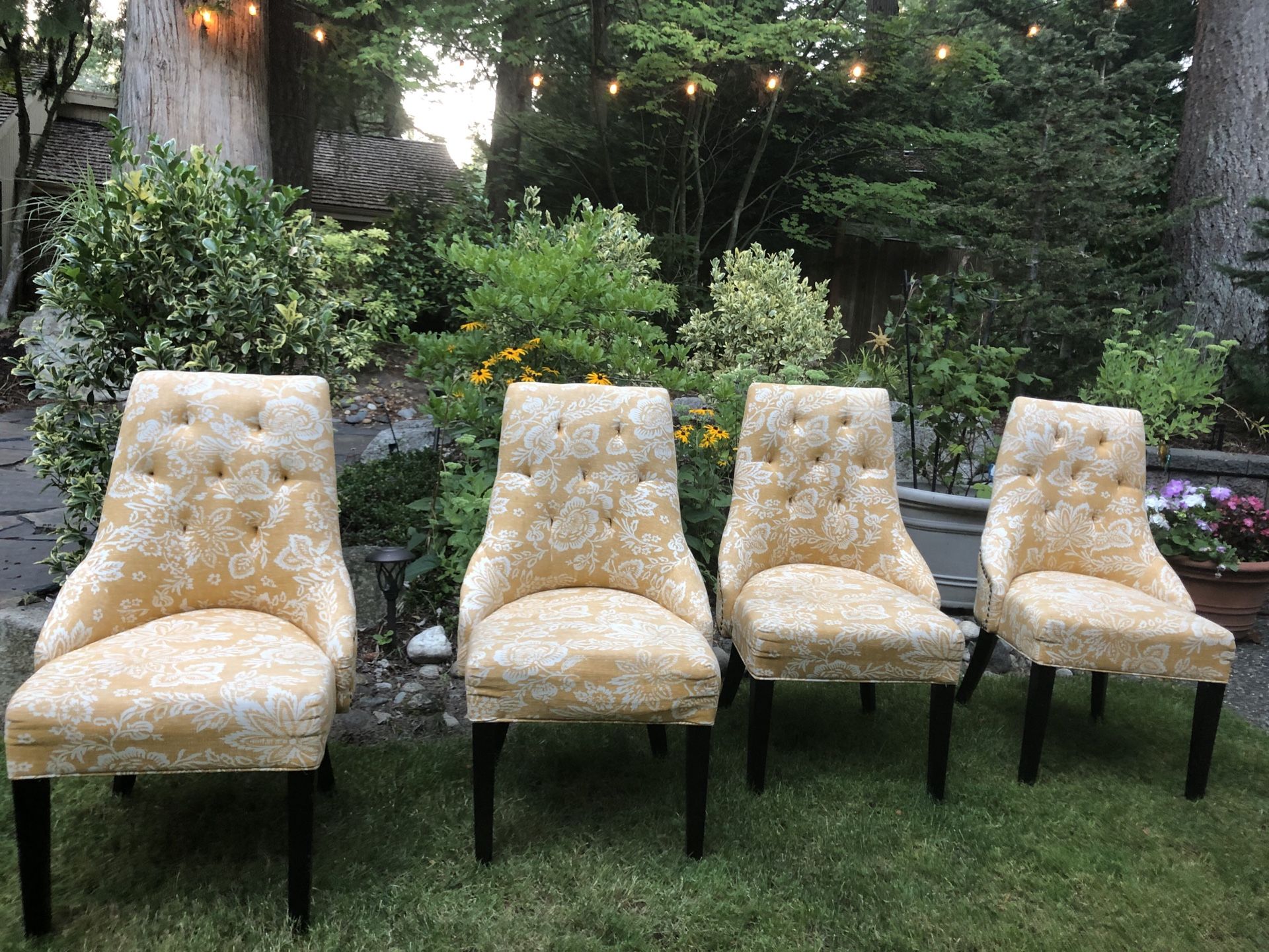 Four Yellow Kitchen Table Dining Chairs