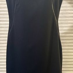 Calvin Klein Black Sleeveless Zipper Midi Sheath Dress