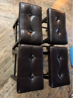 Ste of 4 - Brown Leather Saddle Stools