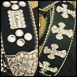 Madonna Designer B.B. Simone Belt Swarovski Crosses Calfskin Vintage