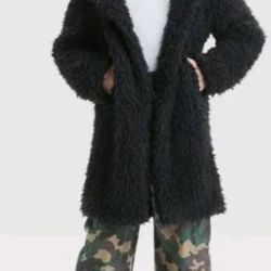 $12!!! Art  Class  L(10-12) Girls Long Faux Fur Coat Jacket Black. jun