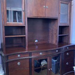 Office Credenza with Glass Hutch