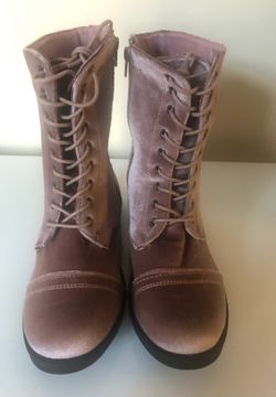 Ladies blush velvet combat boots Brand new