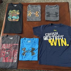 💙 Under Armour Athletic Wear Shirts LOT Size Youth Kids Small from smoke and pet free home in like new condition.  3 shirts are athletic wear materia