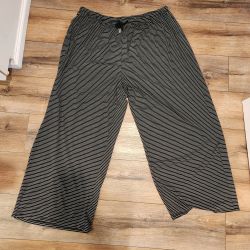 Striped Wide Leg Lounge Pants Black White 4XL Y2K