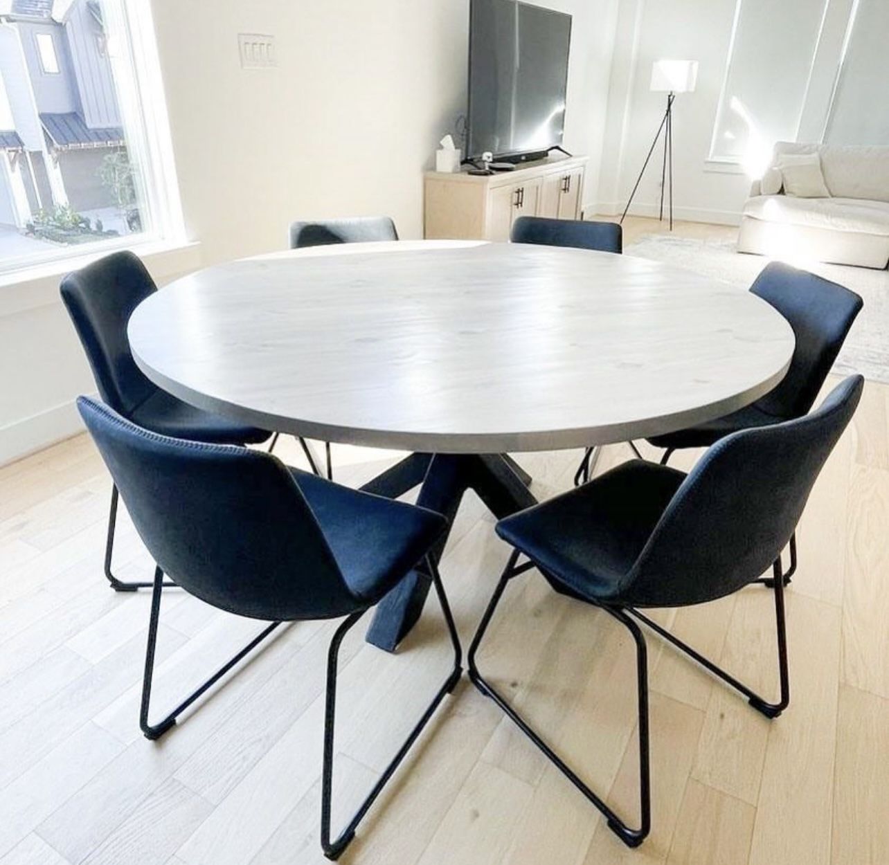 Custom Built Dining Table Solid wood Farmhouse Set Modern Rustic Bench Country Oval Round Counter Breakfast Height Farm House