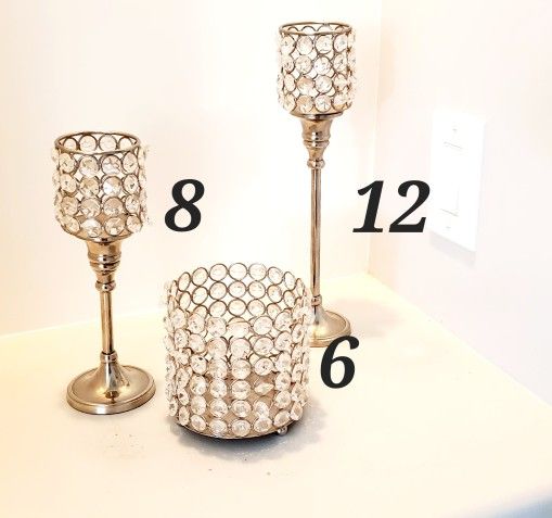 3 Small Crystal Stands ,Price Is For All - Smoking Deal