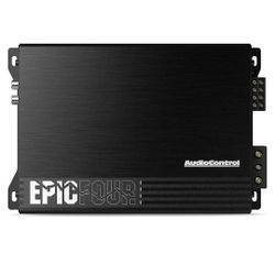 AudioControl EPICFOUR Epic Series 800 Watt RMS Compact 4-Channel Car Audio Amplifier 200x4 @ 2 Ohms, Class D, High Pass Filter, High-Level Input, Smar