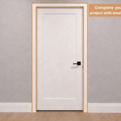 Alexandria Moulding 20 in x 80 in x 1-3/8 in. 1-Panel Flat, Shaker Sticking, Pre-Fit and Beveled, Primed Wood Core Door Slab