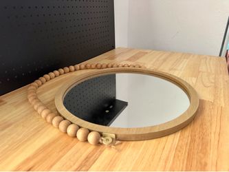 Hobby Lobby Round Brown Framed Accent Mirror w/ Bead Detail 24in x 17in
