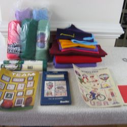 Lot Of Knitting/Crafts Supplies-Yarns-Felt Material & Misc. Fabrics

