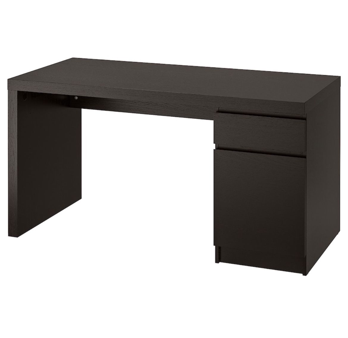 IKEA Black-Brown Malm Desk With Drawers - Lightly Used