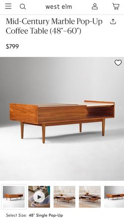 West Elm Mid-Century Marble Pop-Up Coffee Table (48")