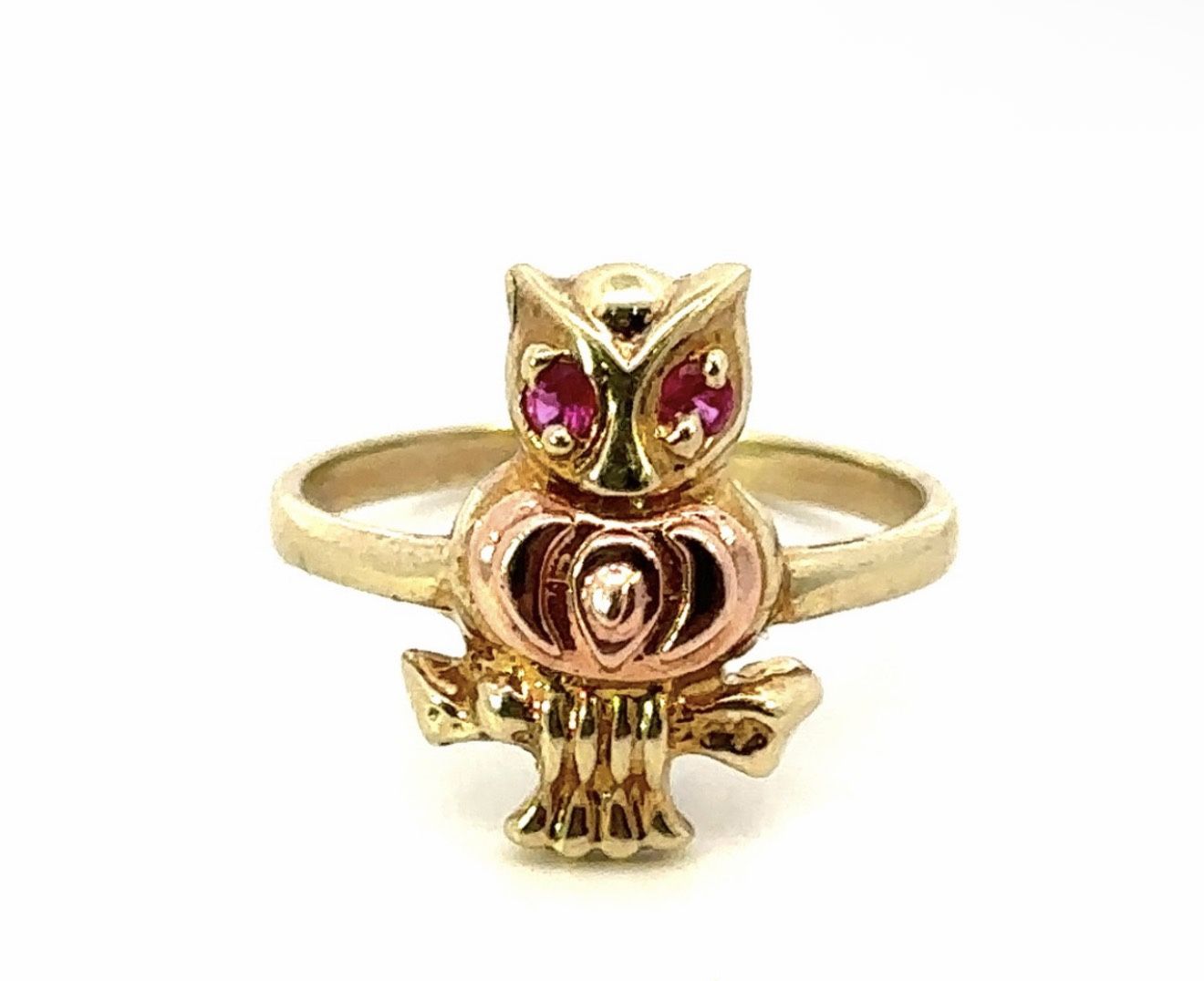 Woman’s Ladies 10k Two Toned Rose Yellow Gold Owl Ring Size 7 GP3097115