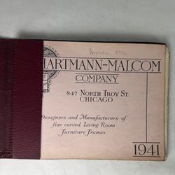 Vtg 1941 Furniture catalog or brochure for the Hartmann-Malcom Company Chicago