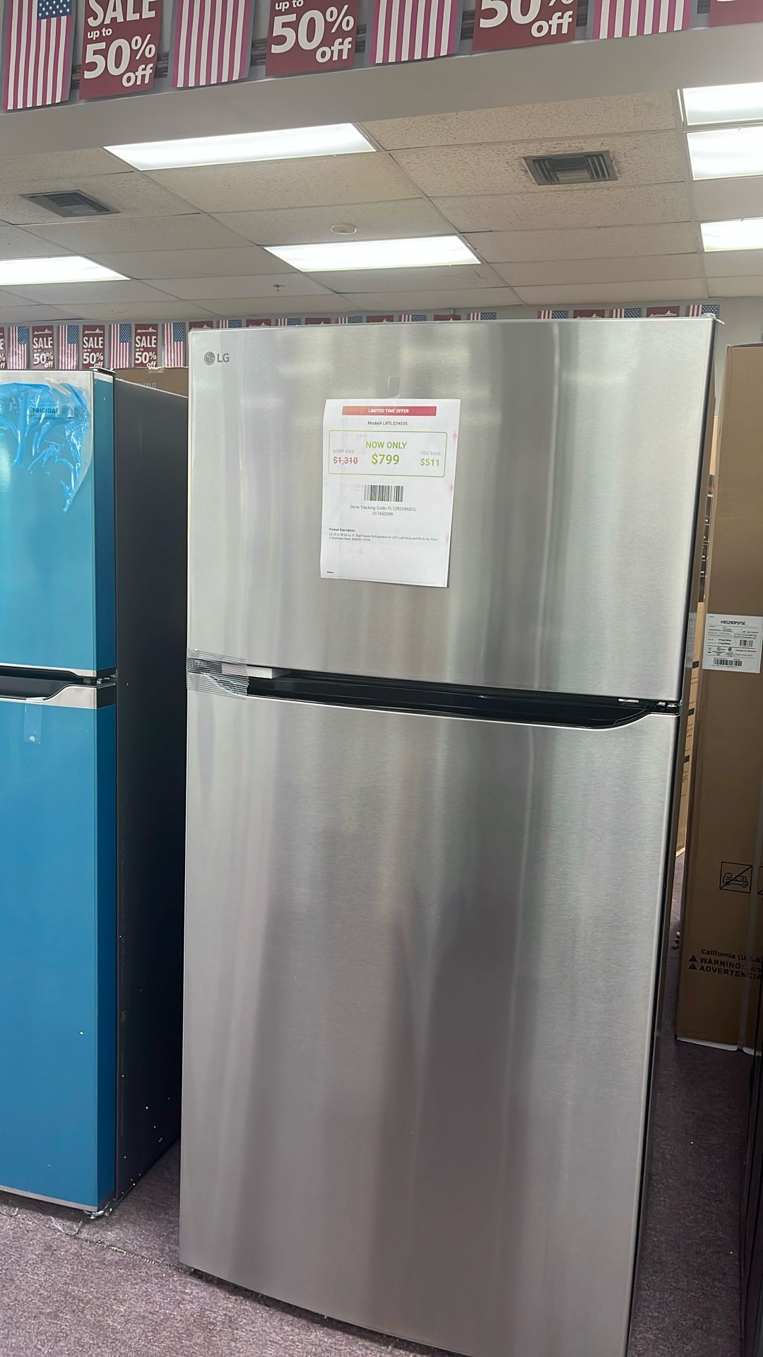 Refrigerator 33” Stainless Steel New 1 Year Warranty