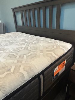 Bed frame, black-brown/Luröy, Queen with mattress