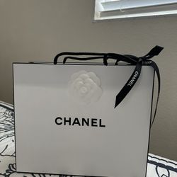 Medium Chanel shopping bag including ribbon and flower. See Pics For Size. New