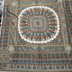 Antique 1900s? Moorish Gold Embellished Tapestry Tablecloth Hanging 6” X 7.5 