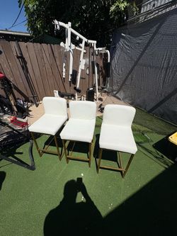 White leather bar stools (3 Pieces )