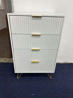 4 Drawer Dresser, Drawer Chest, Tall Storage Chest Cabinet Organizer Unit with Metal Legs, Small Dresser for Bedroom, Living Room, Closet, Hallway Whi
