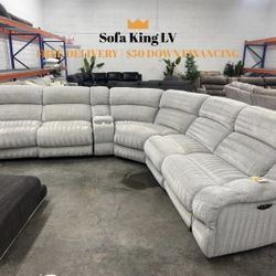 Free Delivery* Like New Ashley Light Gray Sectional Sofa with Recliners! 