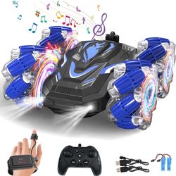 New Gesture Sensing RC Stunt Car with Lights Music, Hand Gesture Remote Control Car 360° Spins Double Side Controlled RC Car Birthday Gifts Toys for 6